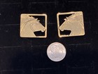 Vintage Faux Gold Art Deco Square Horse head Design Earrings — photo 2