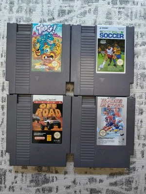 4x Nintendo NES Spiele Set: Trog!, Super Off Road, Blades of Steel, Hyper Soccer
