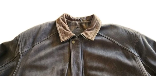 Vintage Roundtree & Yorke Mens XXL Brown Heavyweight Leather Zip-Up Coat!  image 3