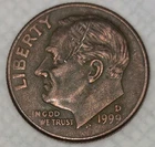 *RARE-ERROR* Roosevelt 1999 Denver U.S. Dime STRUCK ON A COPPER PLATED PLANCHET