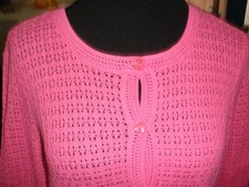 Appleseed's Pink Basket Weave Cotton Spring Sweater Cardigan M