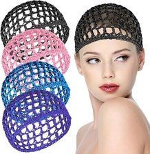 4 Pcs Mesh Crochet Hair Net Rayon Knit Snood Hat Women Hairnet Snoods Cover