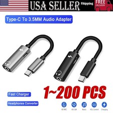 2 in 1 Type-C To 3.5mm Audio Aux Headphone Jack Cable Adapter Charger Cable Lot