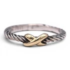 VINTAGE DAVID YURMAN CABLE X KNOT BAND RING STERLING SILVER 14K GOLD SIGNED