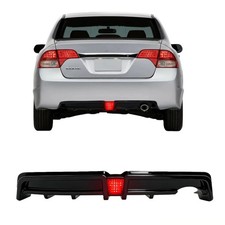 for Civic Sedan 2006-2011 Rear Bumper Diffuser with LED Brake Light Glossy Black