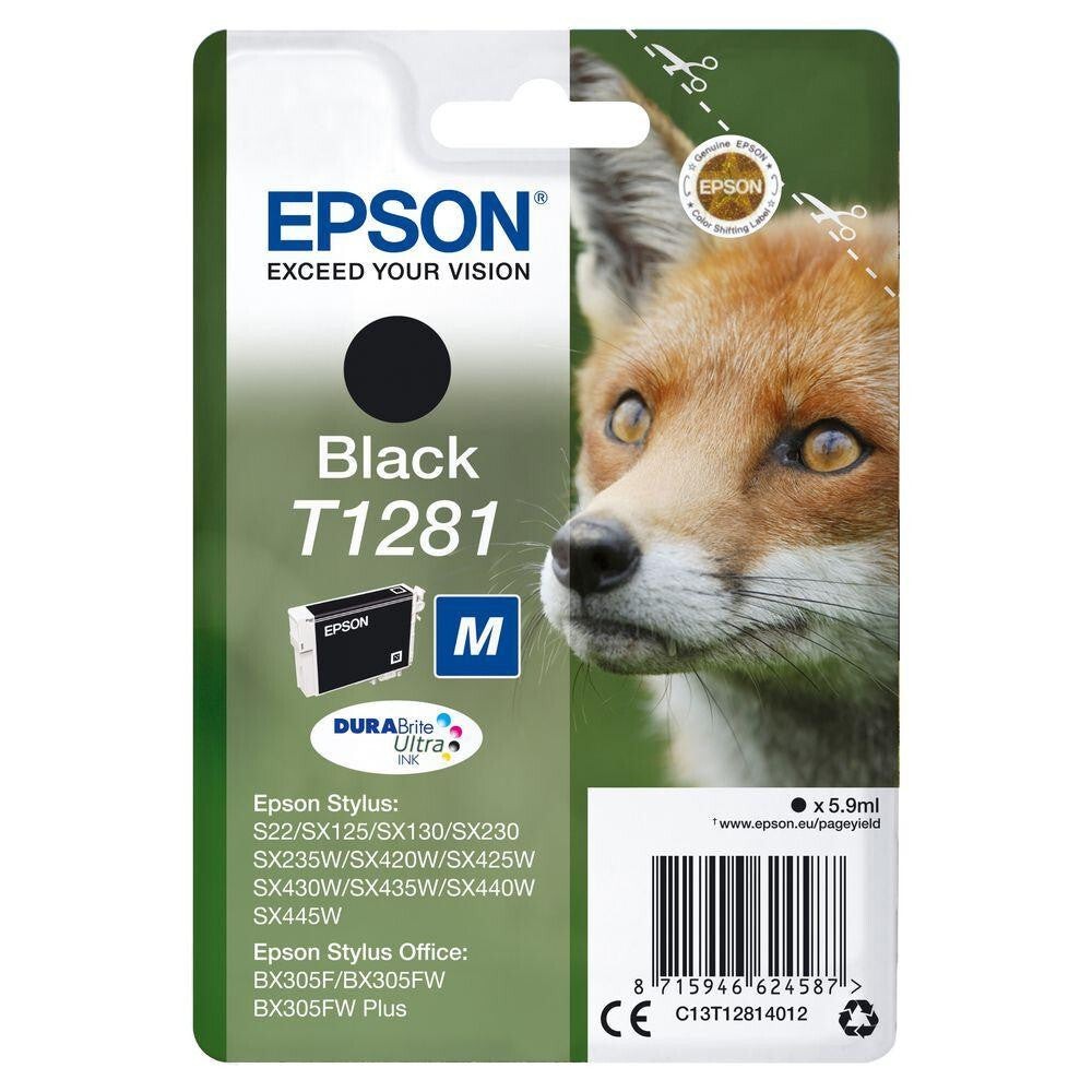 Genuine Epson T1281 Black Ink Cartridge for Stylus SX440w SX438w SX430w SX420w