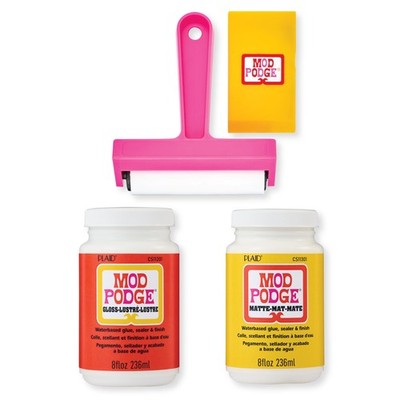 , Matte and Gloss Decoupage Kit, Includes Brayer and Squeegee, Perfect for DI...