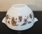 Vintage Pyrex Early American Cinderella Mixing Bowl #441 White with Brown 1.5 Pt
