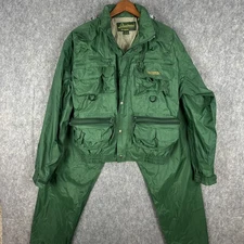 VTG Hodgman Jacket & Pants Set Mens M/L Green Lakestream Wading Hooded Fishing