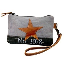 Canvas Wristlet Clutch With Star