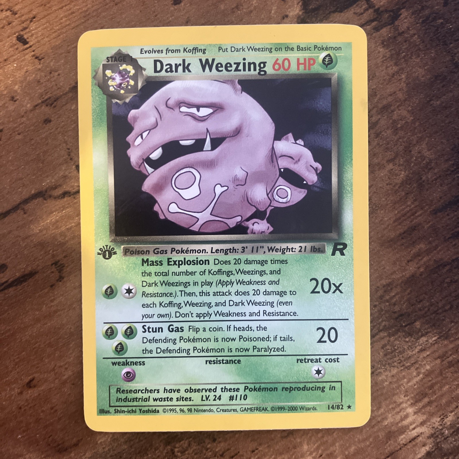 Pokemon Dark Weezing (14) 1st Edition Holo Holo Rare Team Rocket 14/82 LP