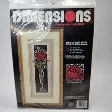 Dimensions 3147 SINGLE RED ROSE Stamped Cross Stitch Kit READ 