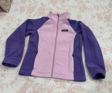 COLUMBIA GIRLS PINK PURPLE FLEECE ZIP FRONT JACKET SIZE MEDIUM 10/12 PRE-OWNED