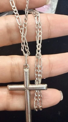 925 Italy Sterling Silver Cross Pendant Necklace 20” - Image 1 of 4