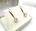 10K Yellow Gold Clear Stone Drop Dangle Earrings 1.3 Gr [E376] — photo 8
