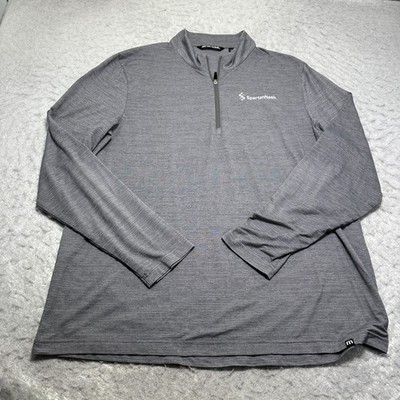 Travis Mathew Crestview 1/4 Zip Pullover Gray Striped Lightwieght Mens Size 2XL