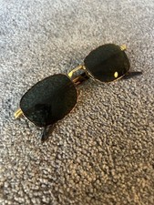Vintage Unisex RayBan BL Bausch Lomb W2190 Rectangular Gold Tortoise Sunglasses