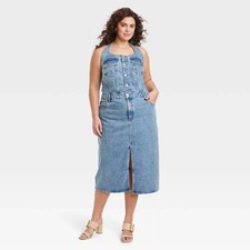 UNIVERSAL THREAD Women's Denim Halter Midi Dress Medium Wash Size 30 A7