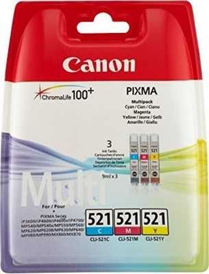 Canon Original Ink Cartridge CLI-521 (2934B007) Color Multipack Blister