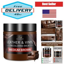 Leather Recoloring Balm  Scratch Repair Kit, Medium Brown Restorer for Couches