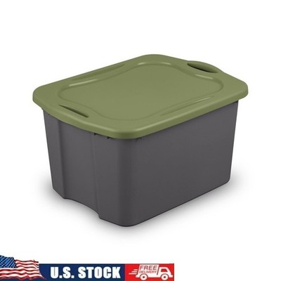 EZ Carry Storage Bin W/ Lid Stackable Plastic Container W/ Handles Storage New
