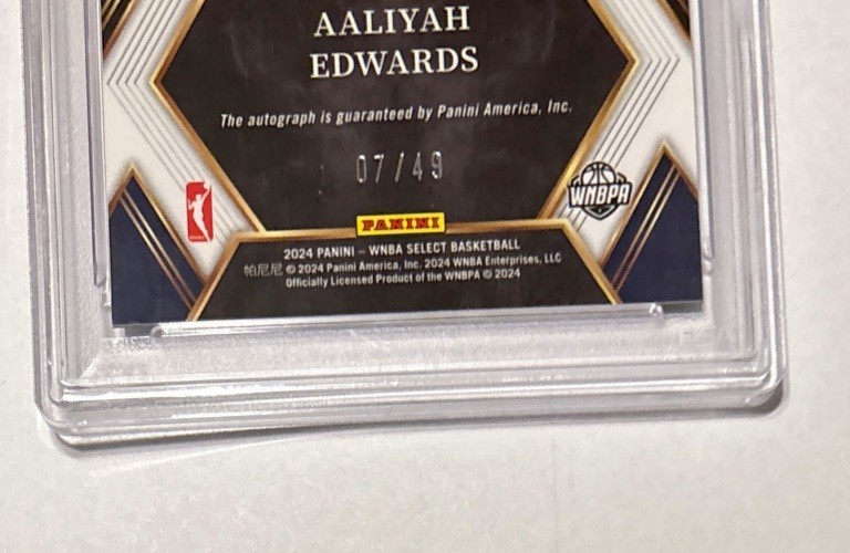 2024 Panini Select WNBA Draft Selections Aaliyah Edwards Prizm Auto /49 PSA 9 Mt view 5