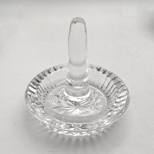 Vintage Waterford Crystal Ring Holder Dish 3” Round Etched Gothic Font