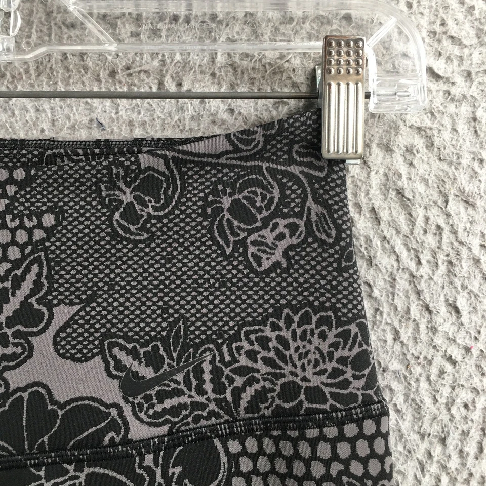 Nike Dri-Fit Cropped Leggings Womens XS Gray Black Floral Print Pull On Mid Rise - Image 4 of 4