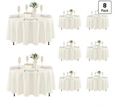 8 Pack Round Tablecloths: Stain Resistant Wrinkle Free Circle Table Clothes