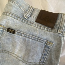 Lee Vintage Jeans Mens 34x32 Light Wash Blue Denim Straight Leg Y2K 100 Cotton