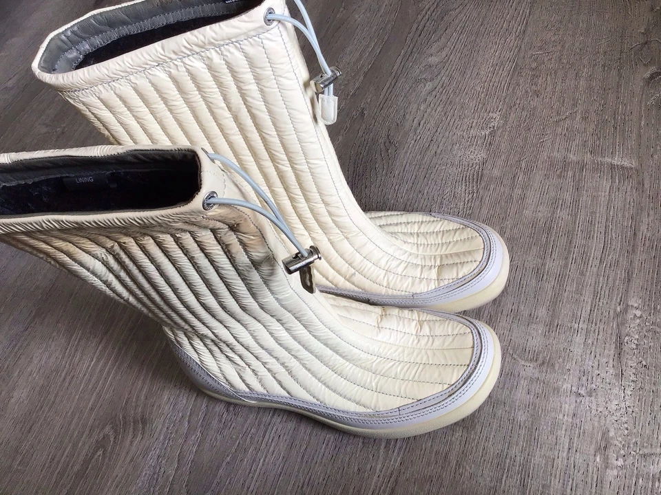 Botas de invierno Ecco Winter Zone para mujer talla 40 9 9,5 cuero crema brillante lana Foto 2 de 4