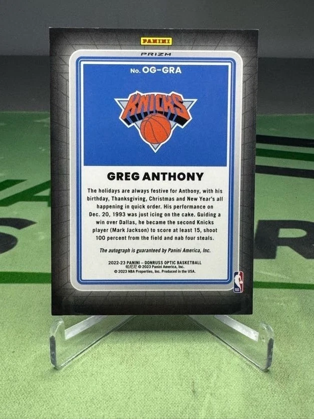 2022-23 Donruss Optic Choice Prizm Greg Anthony Opti-Graphs 签名纽约尼克斯队 — 第 2/2 张图片
