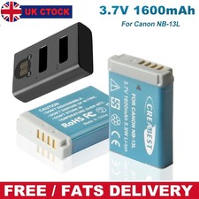 2x NB-13L batteria + caricatore LCD per Canon PowerShot SX620 HS G5X G7X Mark III II