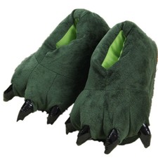 Adult Cute Plush Animal Paw Slippers Fuzzy Warm House Shoes Medium, Green