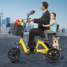 Adults Electric Tricycle 3 Wheels Electric Bike 45Miles Long Battery Foldable US