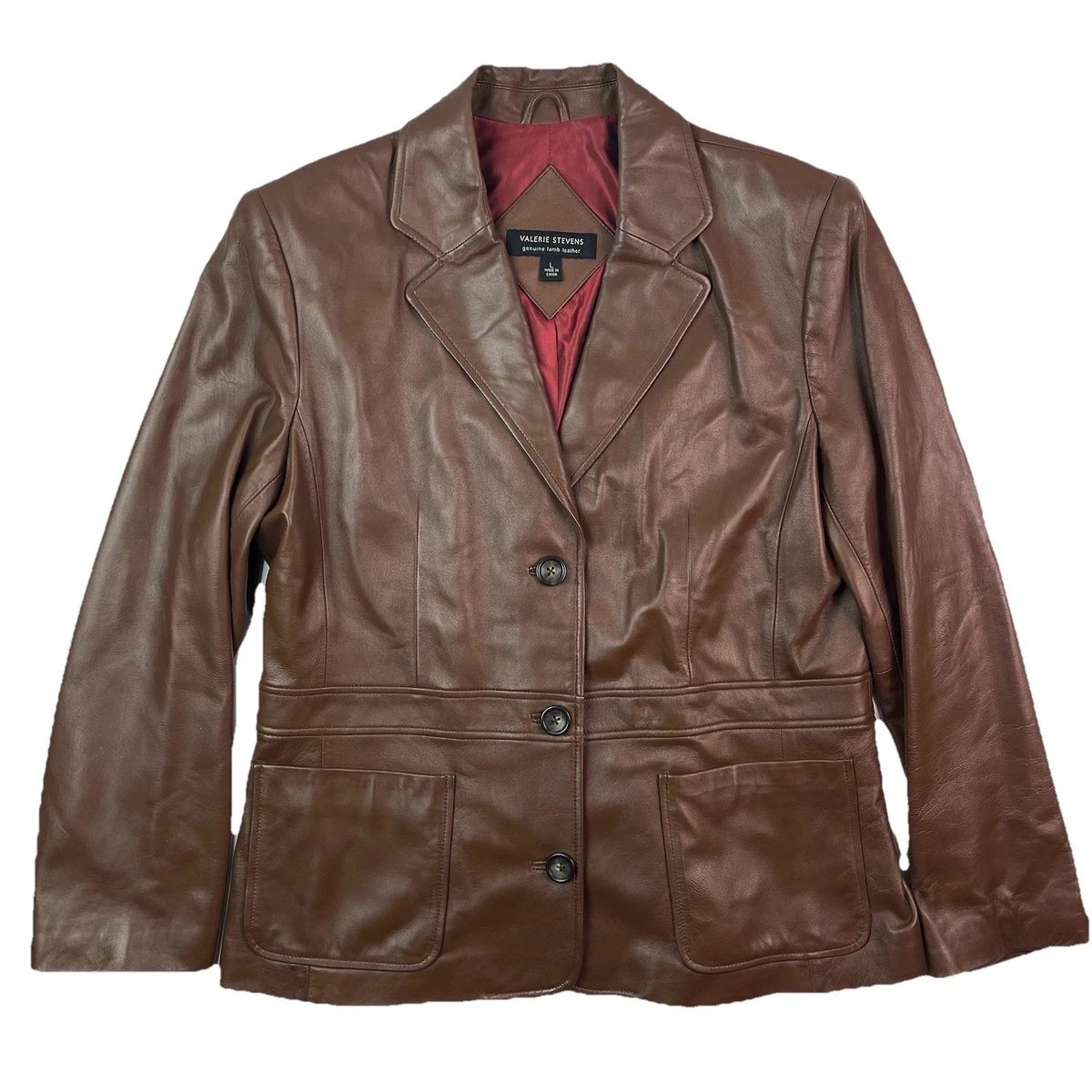 VALERIE STEVENS Genuine Leather Vynil Lined‎  Size Medium Brown Valerie Stevens Leather Outer Shell Brown Coats, Jackets  main image 2