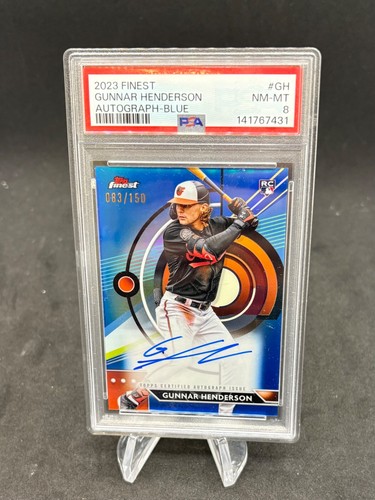 2023 Topps Finest Gunnar Henderson RC Auto Finest Autographs Blue /150 PSA 8