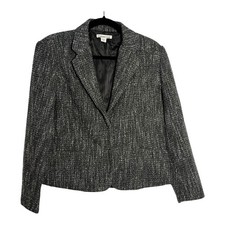 Coldwater Creek Blazer Jacket Womens P10 Gray Tweed Career Office Ladies