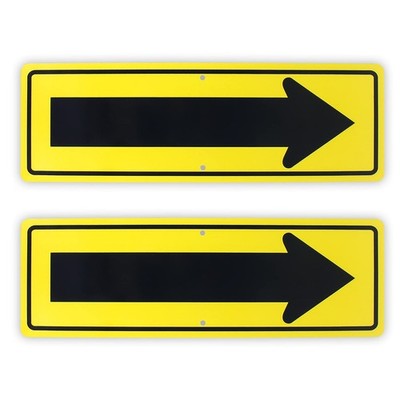 2-Pack Large Arrow Symbol Sign,for Indoor or 18'' x 6'', Reflective Yellow