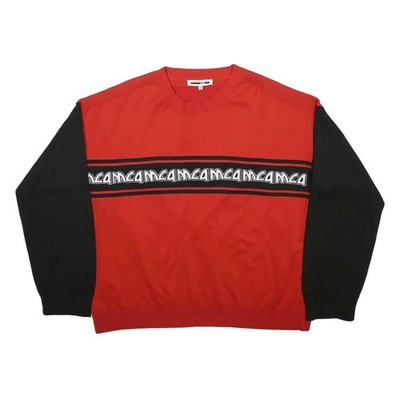 MCQ ALEXANDER MCQUEEN Herren Pullover rot & schwarz gemustert Rundhals Basic Strick L