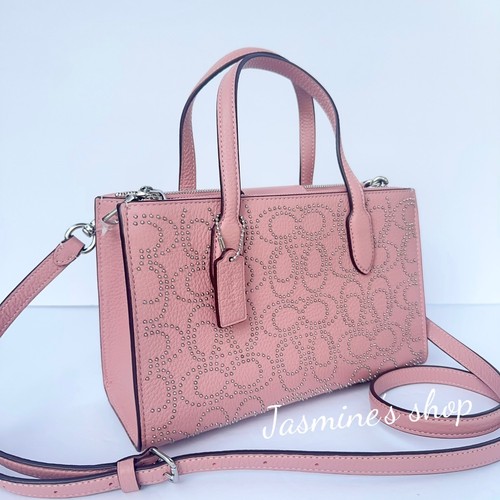 NWT Coach CX266 Nina Small Tote Bag With Signature Rivets Leather Pink Petal - Picture 3 of 13