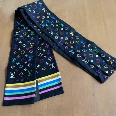 LOUIS VUITTON Multicolor Monogram Silk Bandeau Scarf 86cm Black Pre-owned