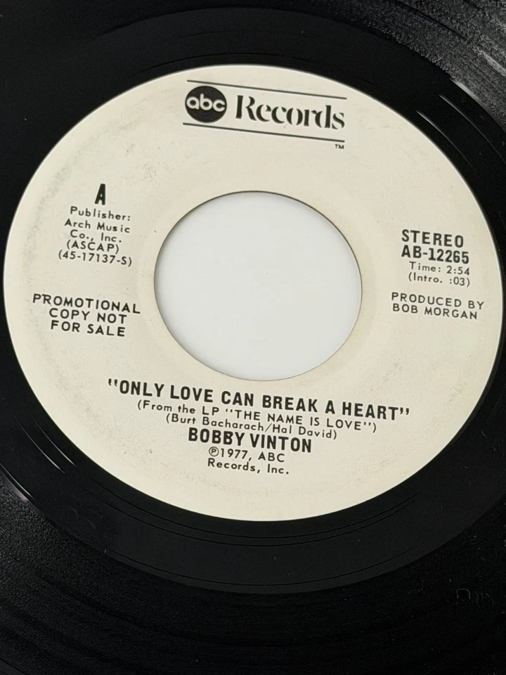 BOBBY VINTON - ONLY LOVE CAN BREAK A HEART/STEREO&MONO-1977 ABC RECORDS PROMO - Image 2 of 3