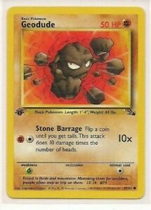 Pokemon GEODUDE Card FOSSIL Set 47/62 First Ed Common PLAYED 1st edition PL