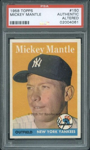 DEFECTIVE 1958 Topps 150 Mickey Mantle Yankees PSA 0 authentic  4061 Bor G3D