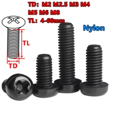 Black Nylon Phillips Screws Machine Insulating Bolts Metric M2 M3 M4 M5 M6 M8