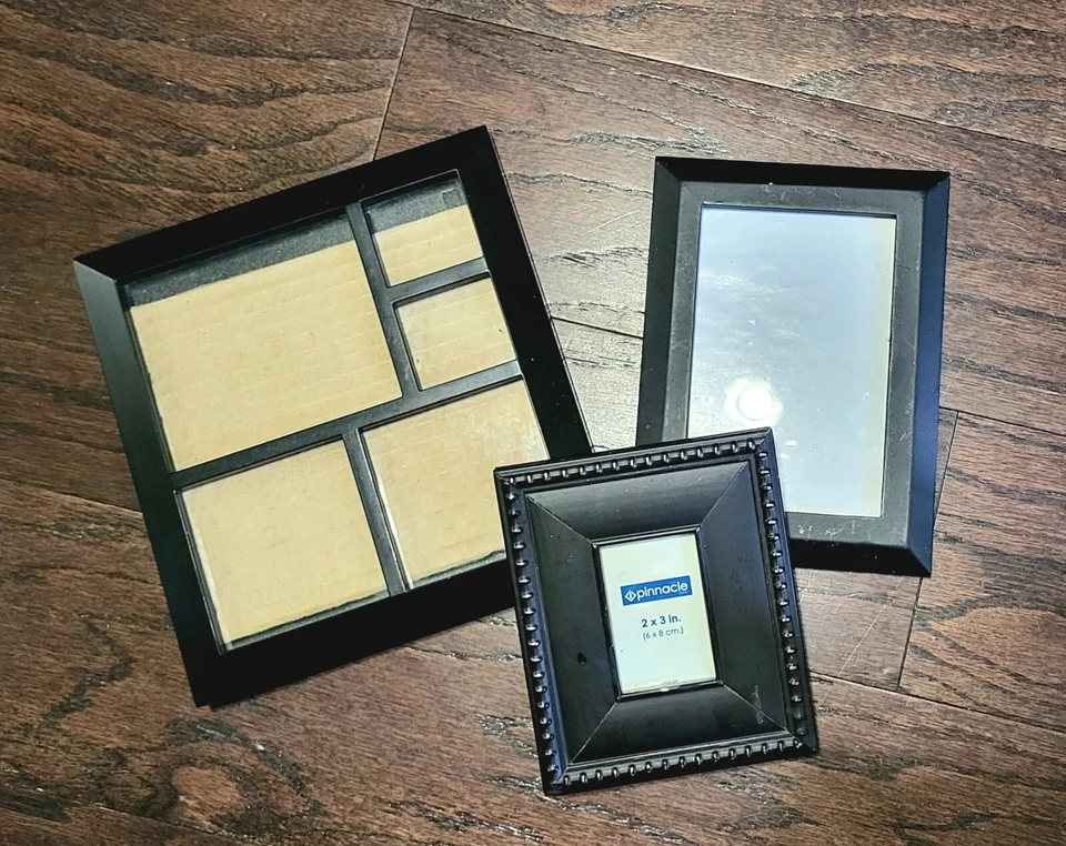 Juego de 3 marcos de fotos independientes de resina negra - tamaños surtidos Foto 3 de 4