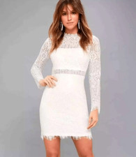 LULUS white appetite for seduction” lace cocktail party dress Size medium