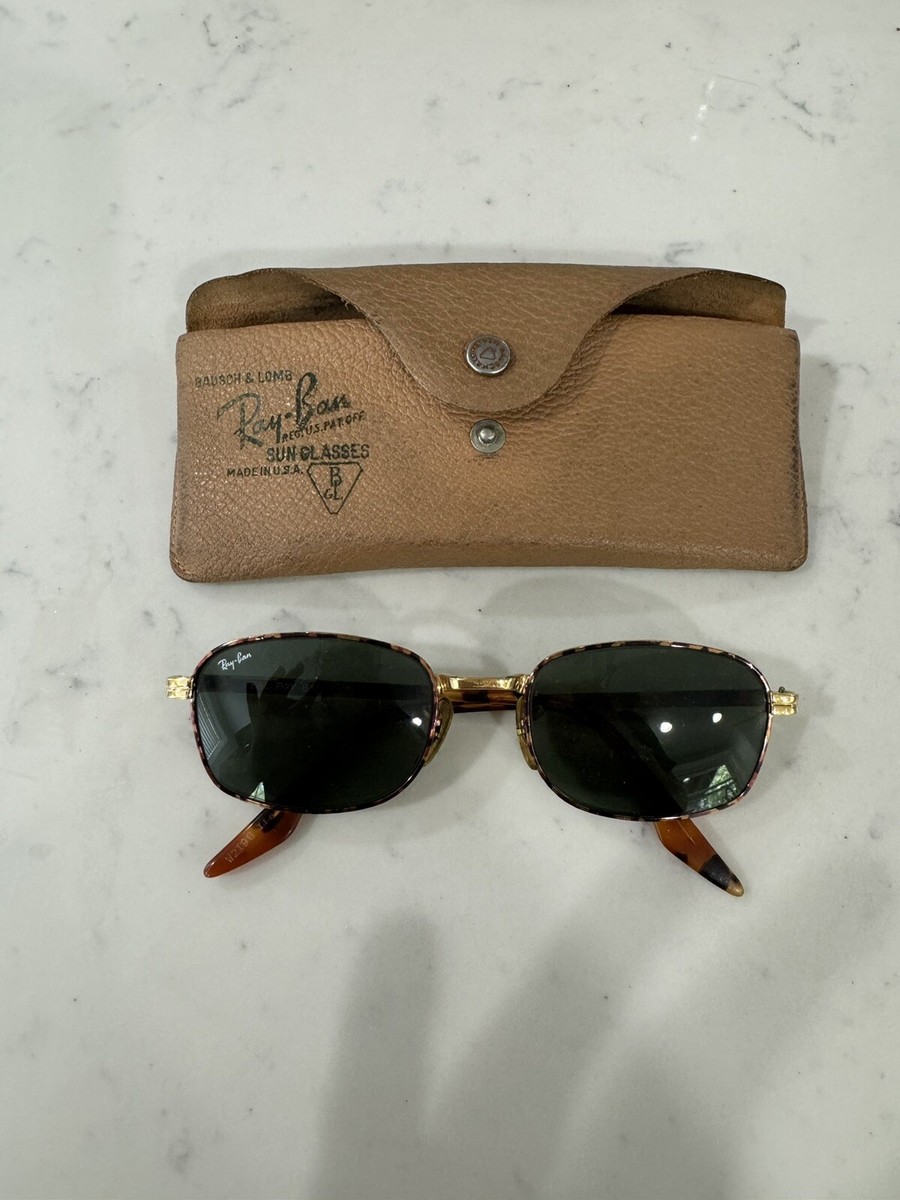 VINTAGE B&L RAY BAN W2190 GOLD/TORT G15 SLEEK RECTANGULAR
