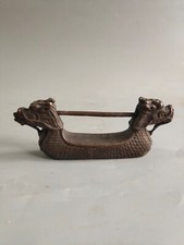 Collectible Chinse old copper handmade two dragon horse head exquisite lock key